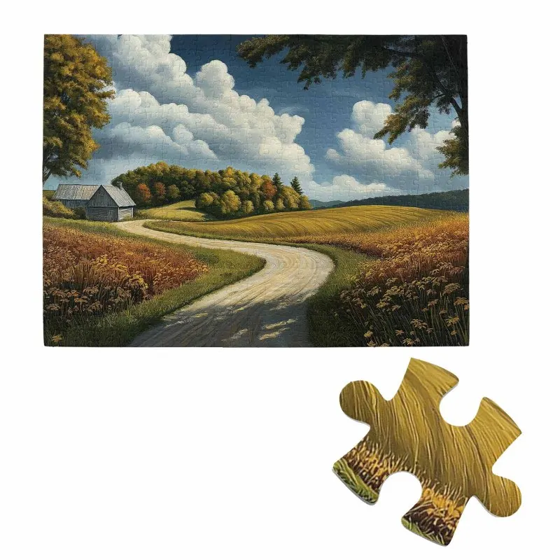 

500 шт. пазл для взрослых - сельская грязевая дорога, золотые поля, пасторальный пейзаж, пазл, семейная игра