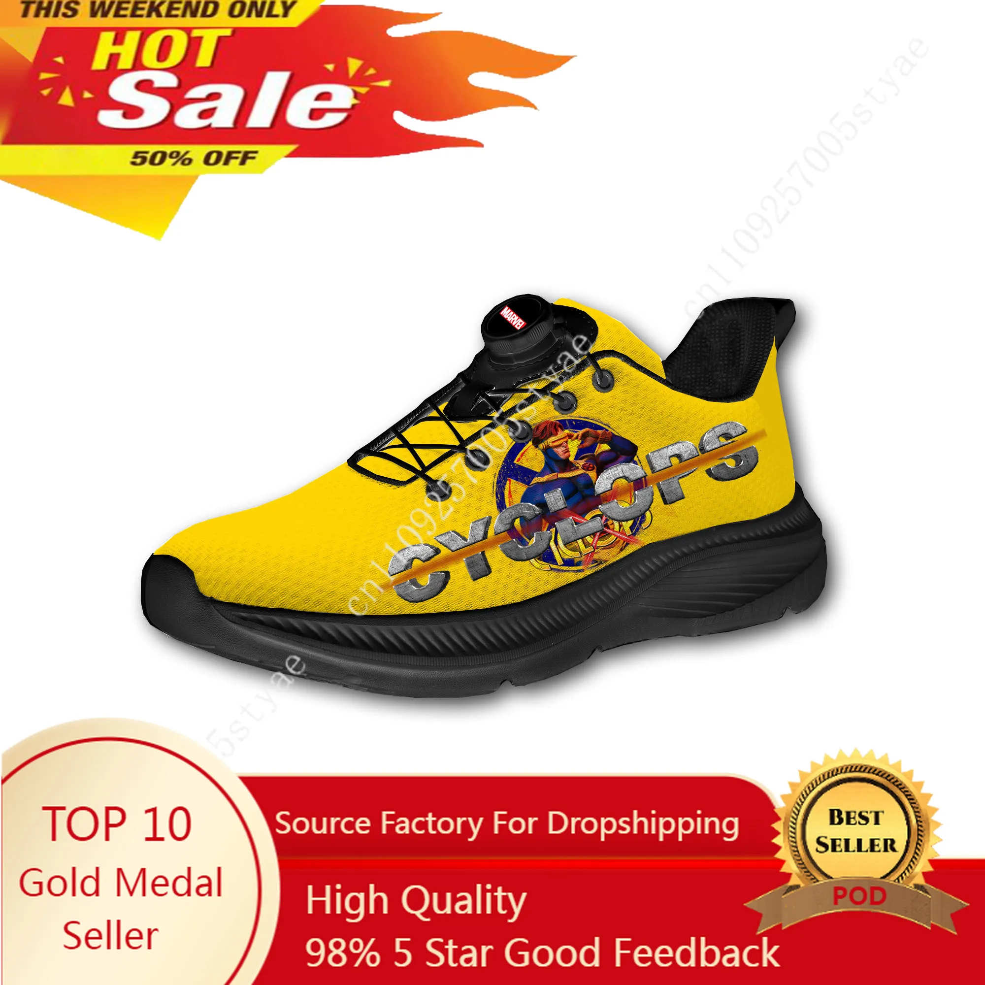 Marvel Scott Summers Cyclops Casual Hiking Shoes Mens Womens Laceless Rotating Button Sports Shoes lightweight Custom Sneaker