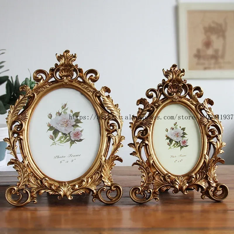 7-inch European Antique Oval Resin Home Table Creative Photo Frame Home Living Room Table Decoration