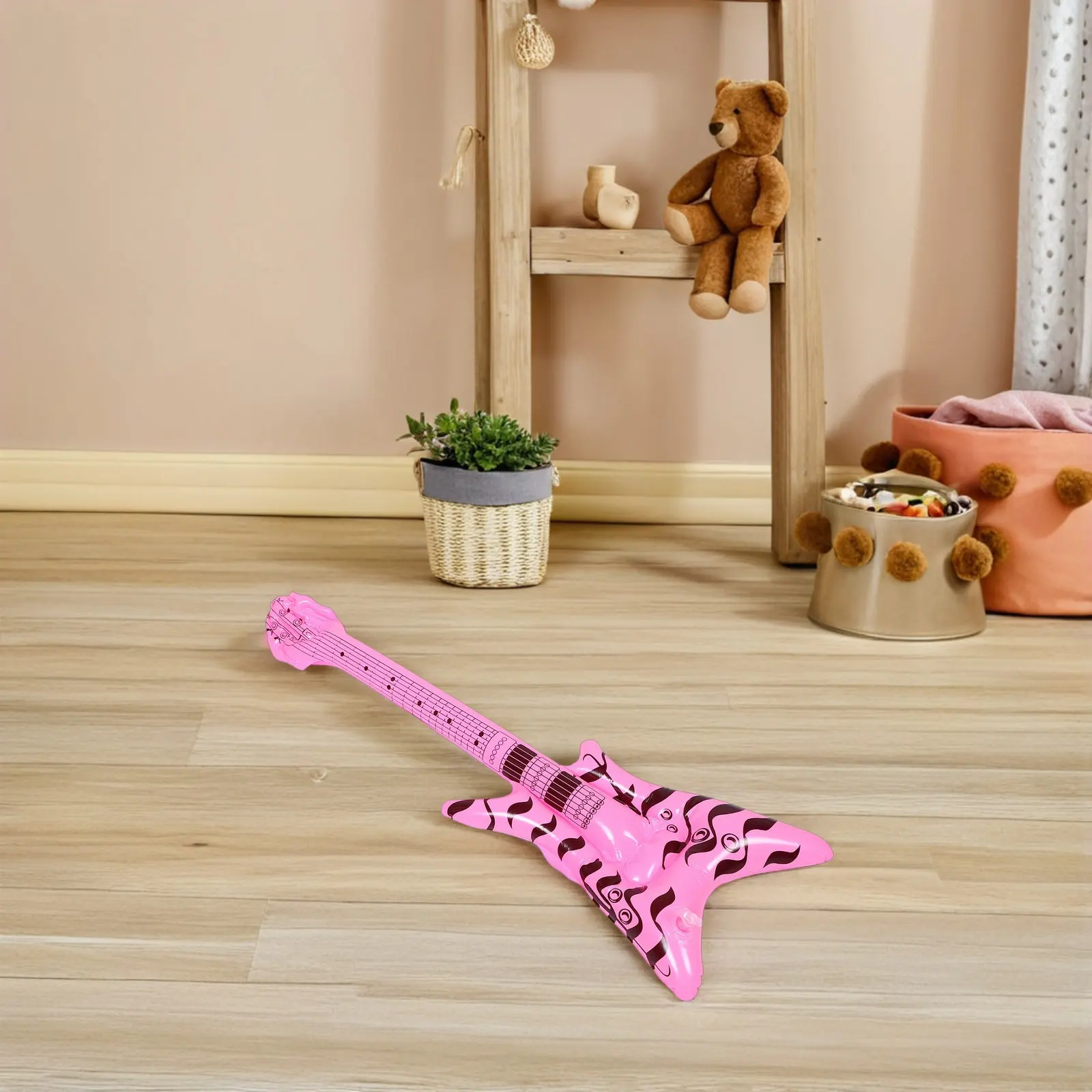 Inflatable Rock and Roll Guitar Prop Retro 80S Electric Blow Up Musical Instrument Party Decorations Photo Booth Favors