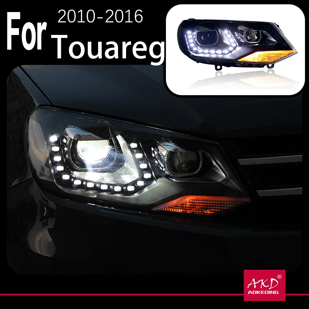 

AKD 2 PCS car for VW Touareg LED Headlight 2011-2015 Touareg LED DRL Hid Option Head Lamp Angel Eye Bi Xenon Beam Accessories