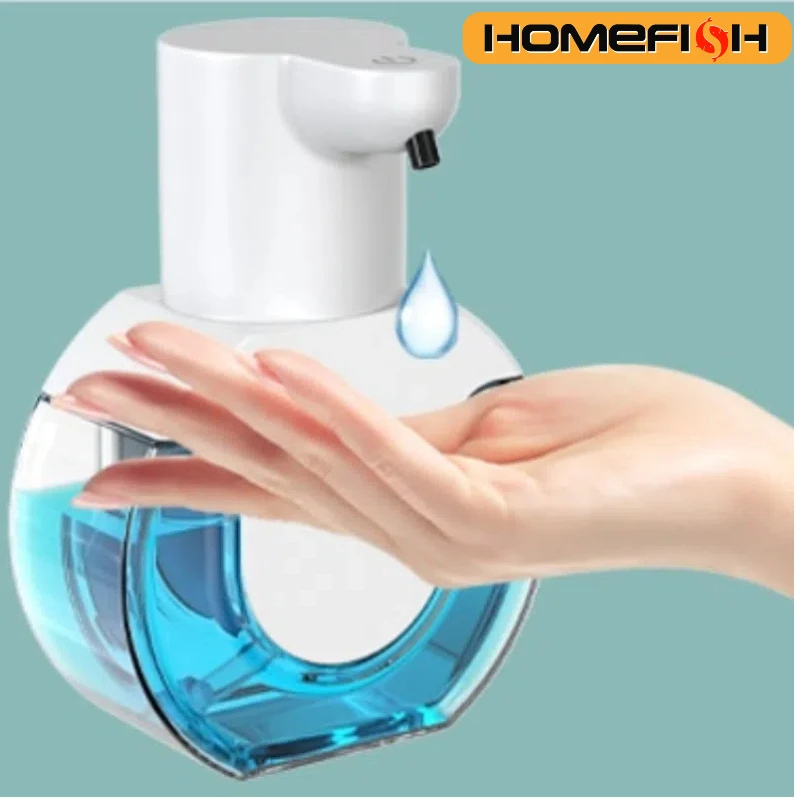 HOMEFISH P10 Dispenser sabun cerdas 420ml, Dispenser sabun cair terpasang di dinding Sensor gerak tanpa sentuh