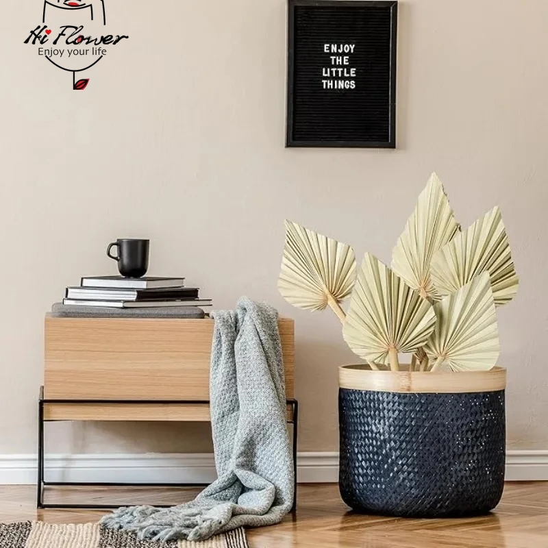 Picture 4: 5pcs Palm Leaf Pampas Grass Reed Dry Flowers Bouquet Boho Home Decor Room Party Wedding DIY Decoration Artificial Plant Lavender