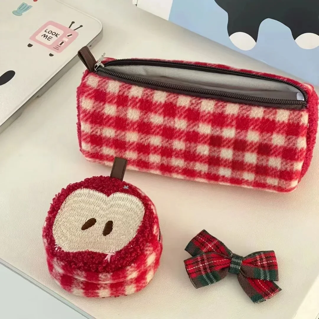 

New Apple Pen Bag Simplified Large Capacity Student Stationery Storage Bag Cosmetic Storage Earphone Bag Korean Stationery