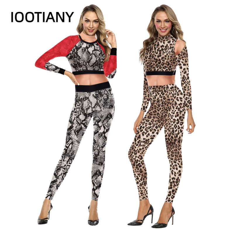 Nuove tute skinny da donna Serpentine Moda stampa leopardata Costumi cosplay anime Tute Zentai a maniche lunghe per adulti Tute