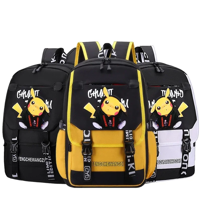 Pokemon Pikachu Schoolbag Cartoon Fashionable Luminous Large Capacity Backpack Student Zipper School Bag Rucksack for Kids Gift