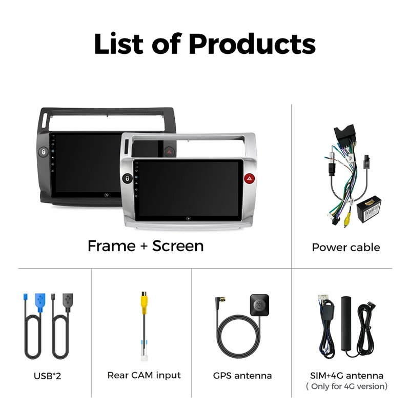 Ainavi Car Radio For Citroen C4 C-Triomphe C-Quatre 2004 2005 2006 2007 2008 2009 Wireless Carplay Android Auto Multimedia 2 Din