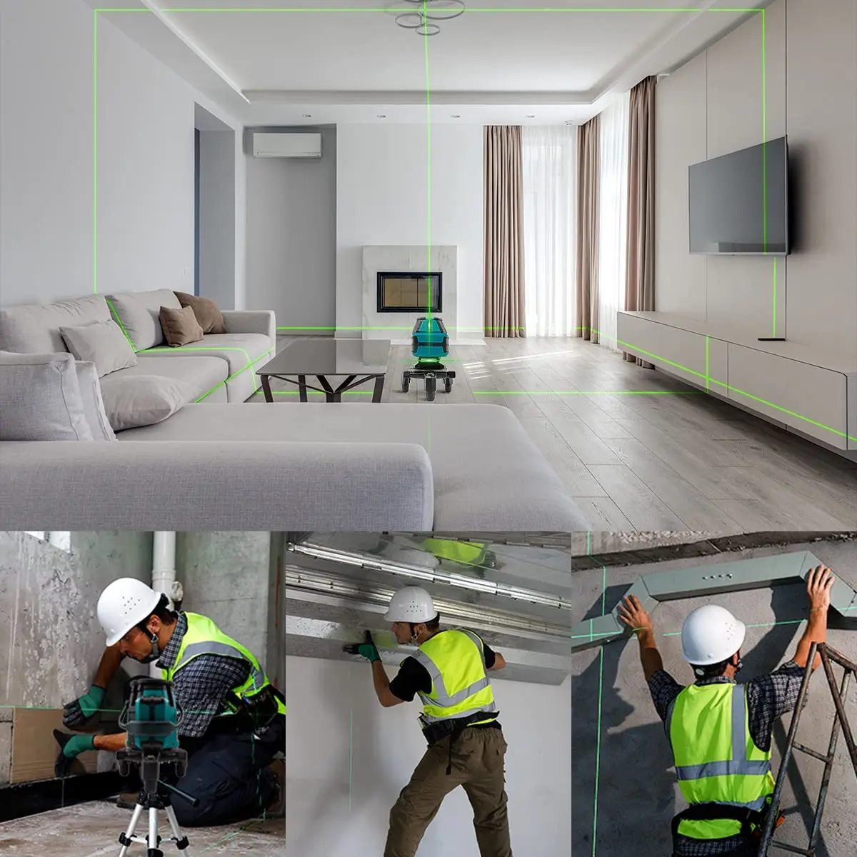 Decteam LW411G Vertical Horizontal Green Cross Dot Lines Laser Level Tool With 360 Pivoting Base