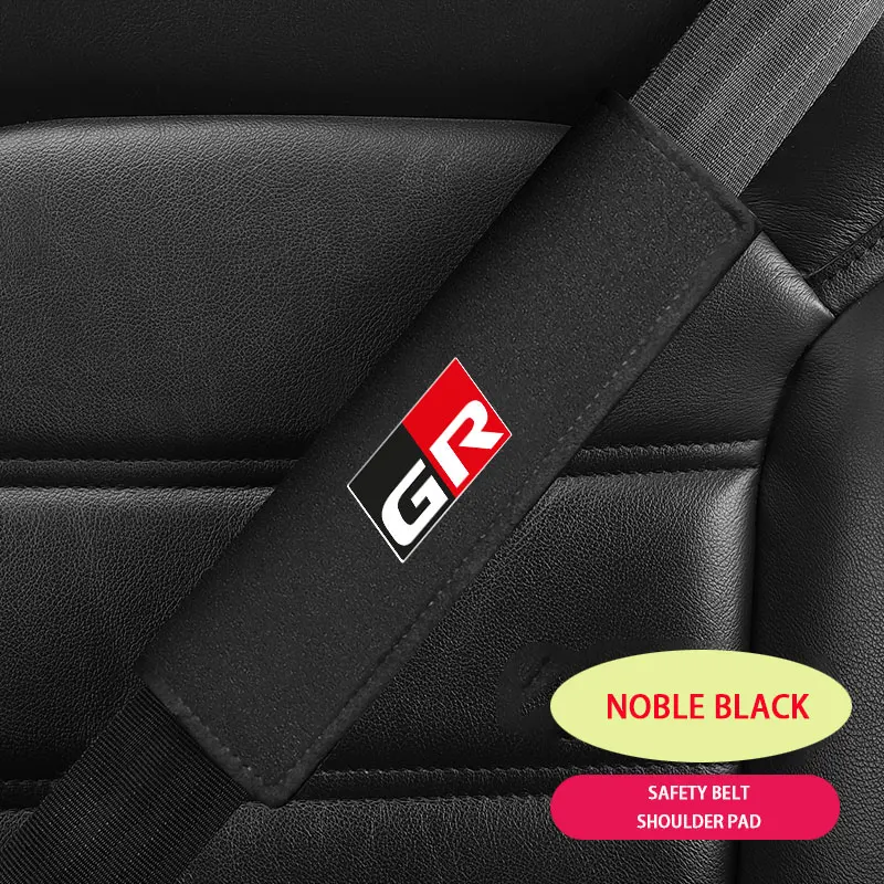 

Pop Car Styling Seat Belt Cover Suede Seatbelt Shoulder Strap Protector Pads For Toyota GR GAZOO RACING RAV4 Car Accessories