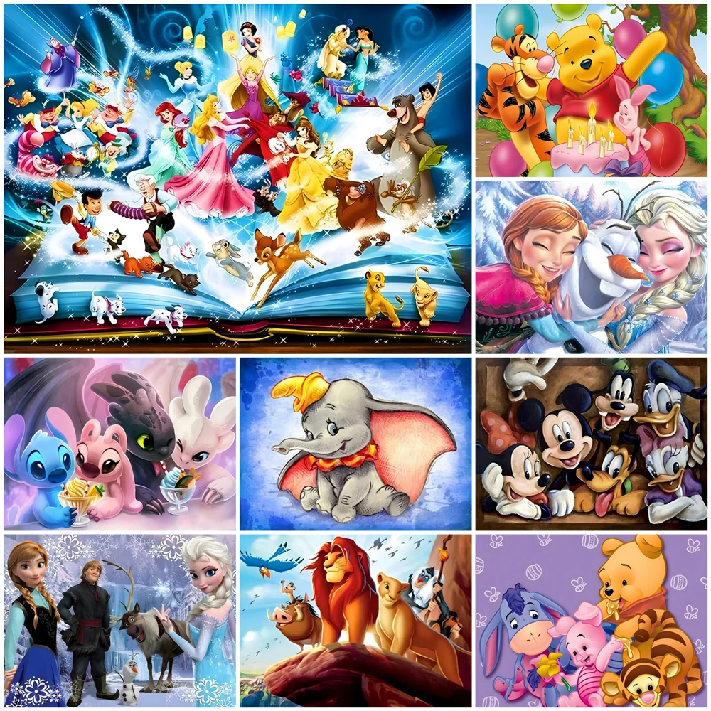 Disney Diamond Painting Princess Full Drill Embroidery Dumbo 30*40cm Mosaic Winnie The Pooh Elsa DIY Hobby Children's Room Decor