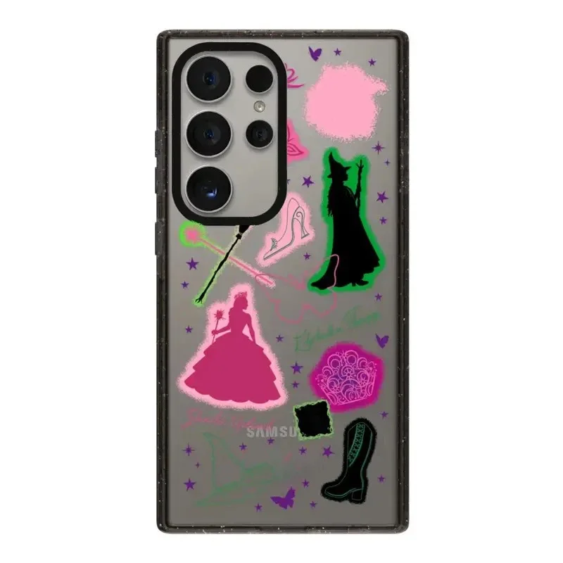 Funda con borde negro acrílico magnético mágico creativo para Samsung Galaxy S22 S23 S24 Ultra S22 + S23 + S24 Plus funda protectora