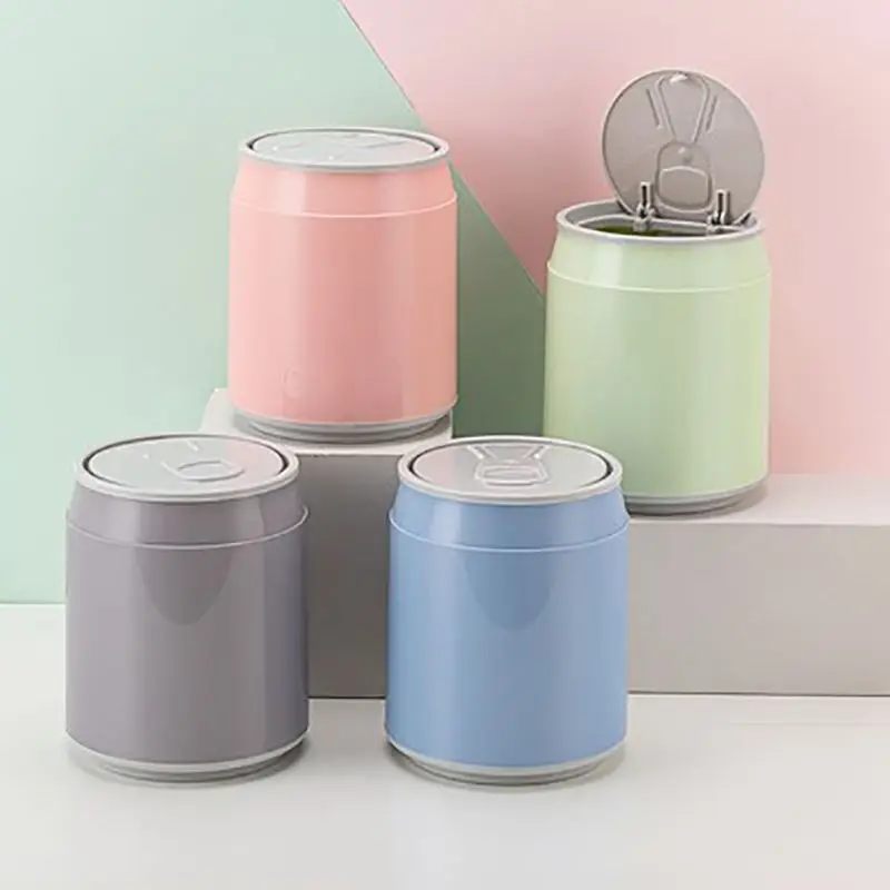 Plastic Waste Bin Home Office Table Mini Trash Can Desktop Dustbin Garbage Box Paper Basket With Lid Press Type Storage Box