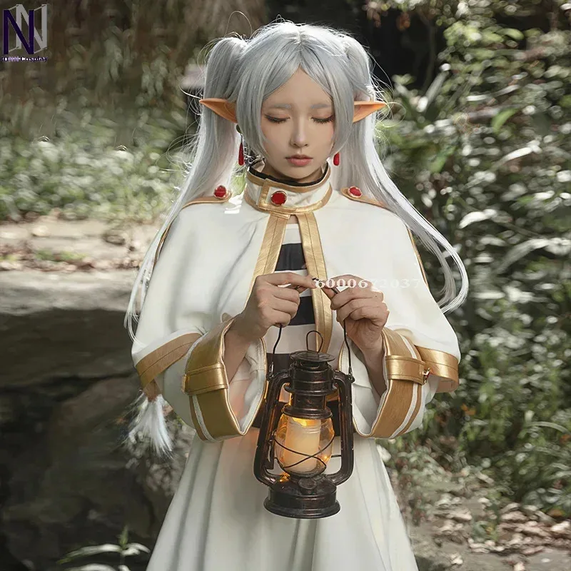 

DY20Аниме Frieren Beyond Journey's End Frieren Косплей Костюм Женский Парик Платье Уши Серьги Mage Униформа Костюм для Хэллоуина