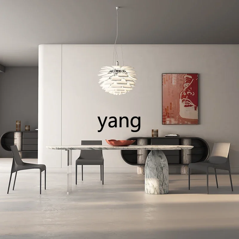 LMM natural marble acrylic dining table and chair combination modern simple small apartment to eat