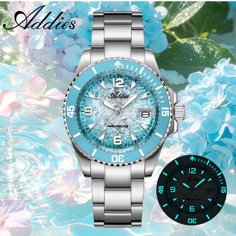 ADDIES Women Quartz Watches New Luxury BGW9 Super Luminous 50M Waterproof Wristwatch Ceramic Bezel Date Display Watch for Lady