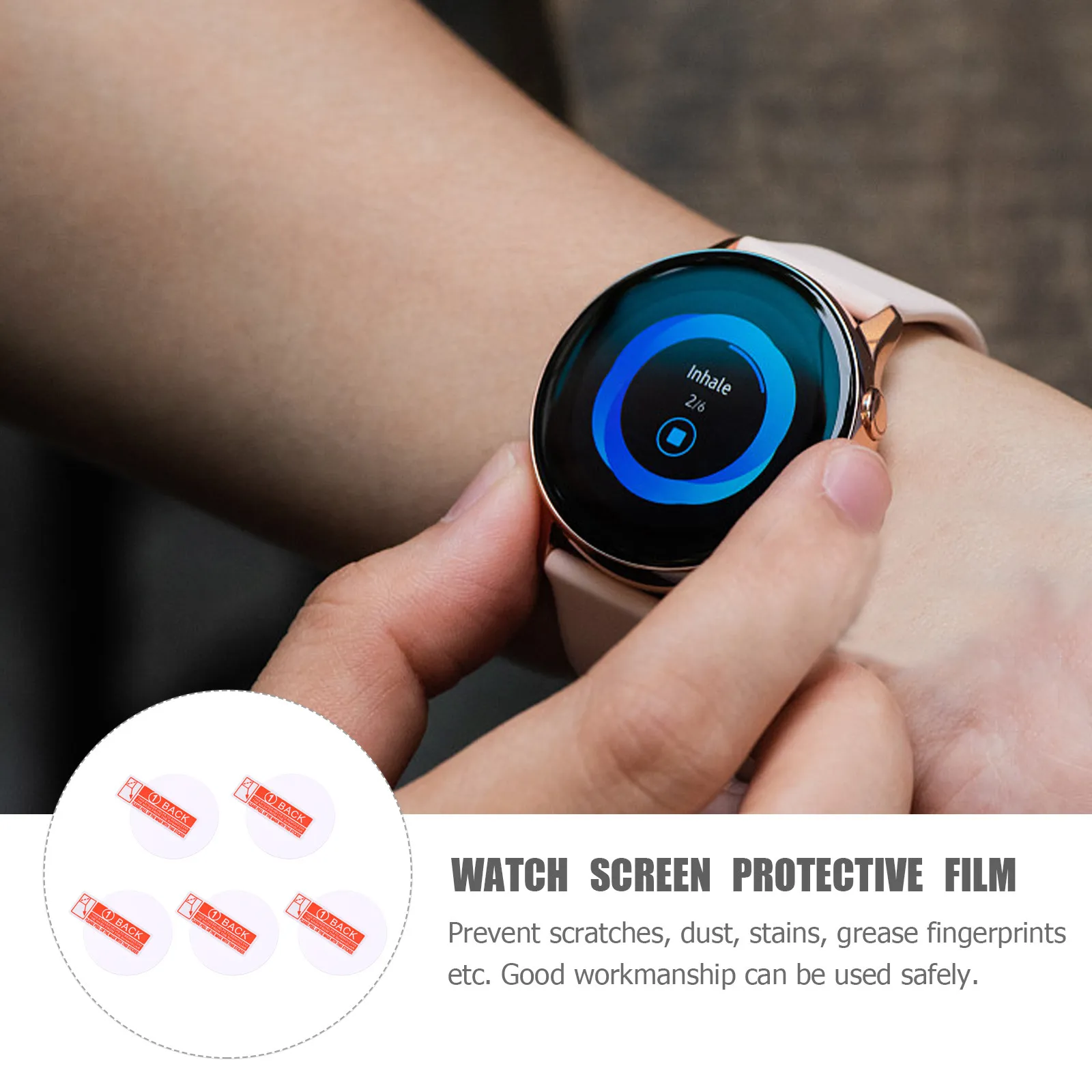 5Sets Hd Explosion-Proof Tempered Glass Watch Screen Protector Anti-Scratch Dustproof Sweatproof Smooth Arc Edge for Smartwatch