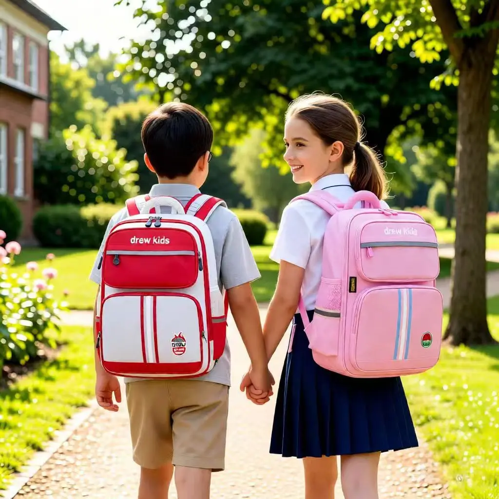 British Style Backpack for Grades 1-4,Spine-Protection School Bag for Boys Girls,Ergonomic Kids Backpack,Back to School