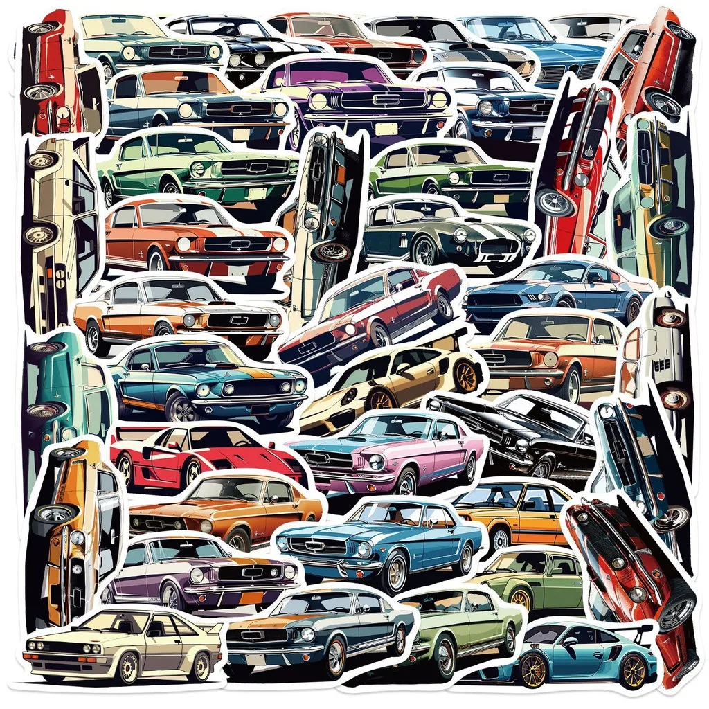 50-Piece Vibrant Original Cartoon Car Graffiti Series Stickers - DIY Waterproof Decor for Water Bottles Giajar Sticker Store