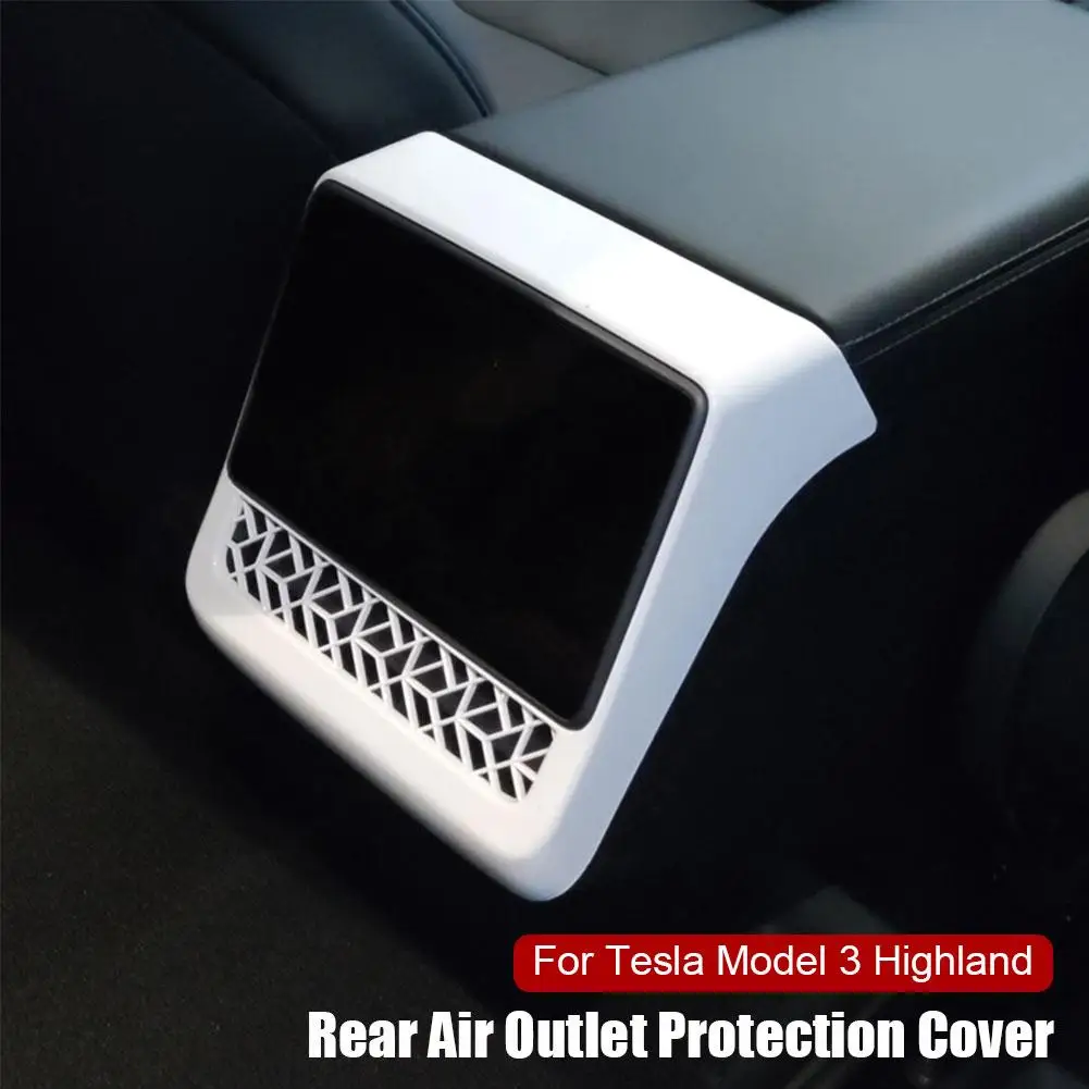 Capa de tela traseira para tesla highland abs quadro protetor ventilação ar guarnição capa protetora acessórios interiores automóveis j6c3