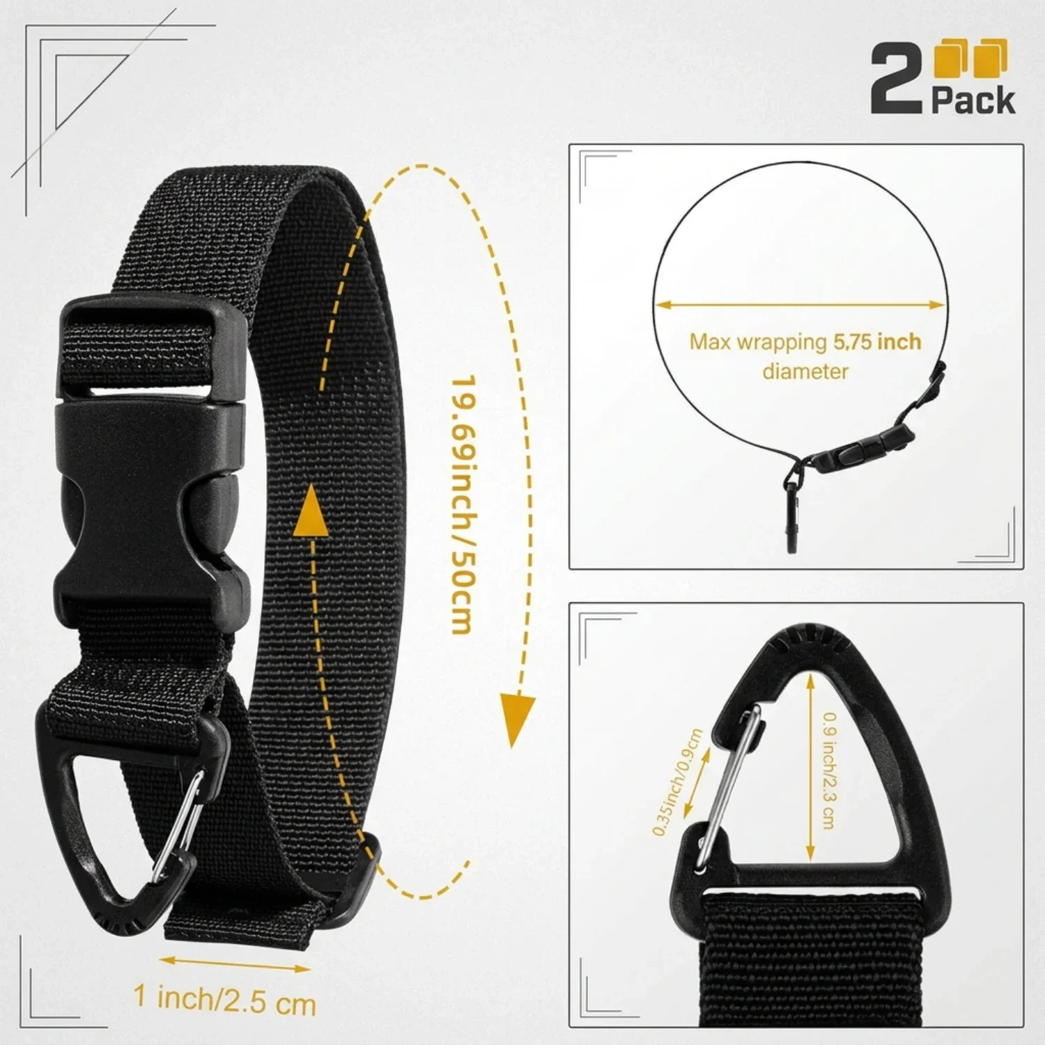 2PCS Heavy Duty Extension Cord Organizer Adjustable Garden Hose Storage Strap for Garage Workshop