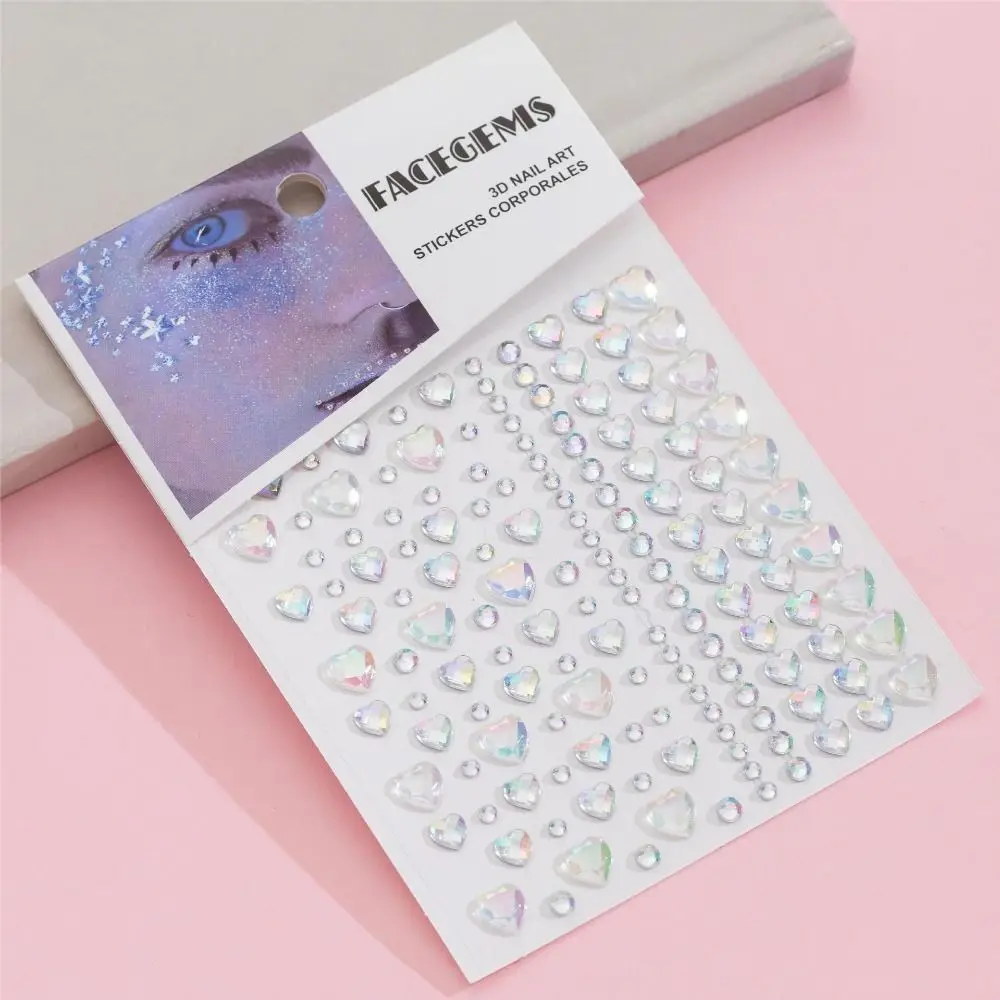 DIY Adhesive Makeup Diamond Sticker Diamond Mask Temporary Rhinestone Tattoo 3D Crystal Pearl Crystal Gems Tattoo Party