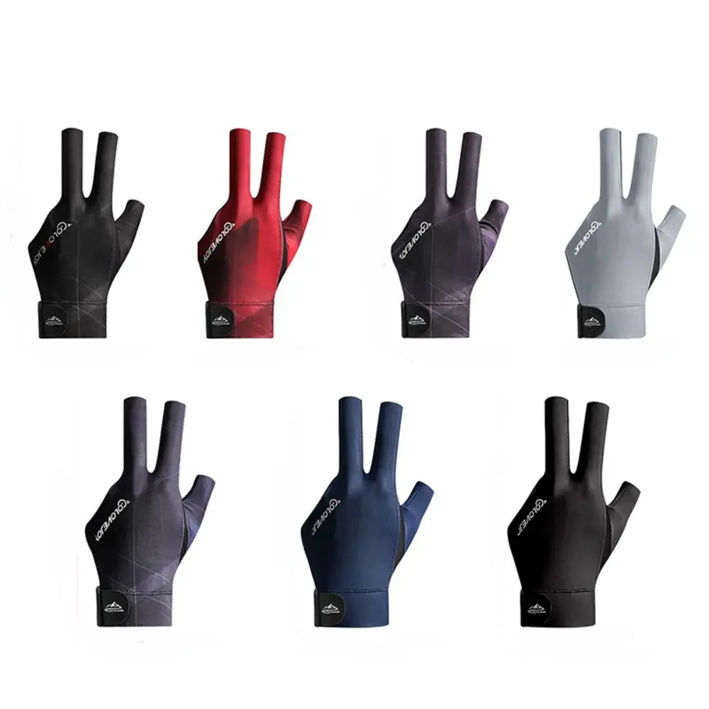 1PCS Three Fingers Snooker Glove Left Right Hand Anti Skid Billiard Glove Breathable Spandex Training Glove Fitness Accessories