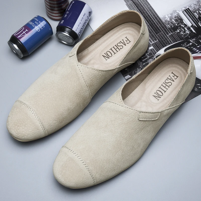 

Suede Leather Breathable Mocasines Slip On Casual Loafers Leather Shoes Men Italian Driving Flats Shoes Chaussure Homme