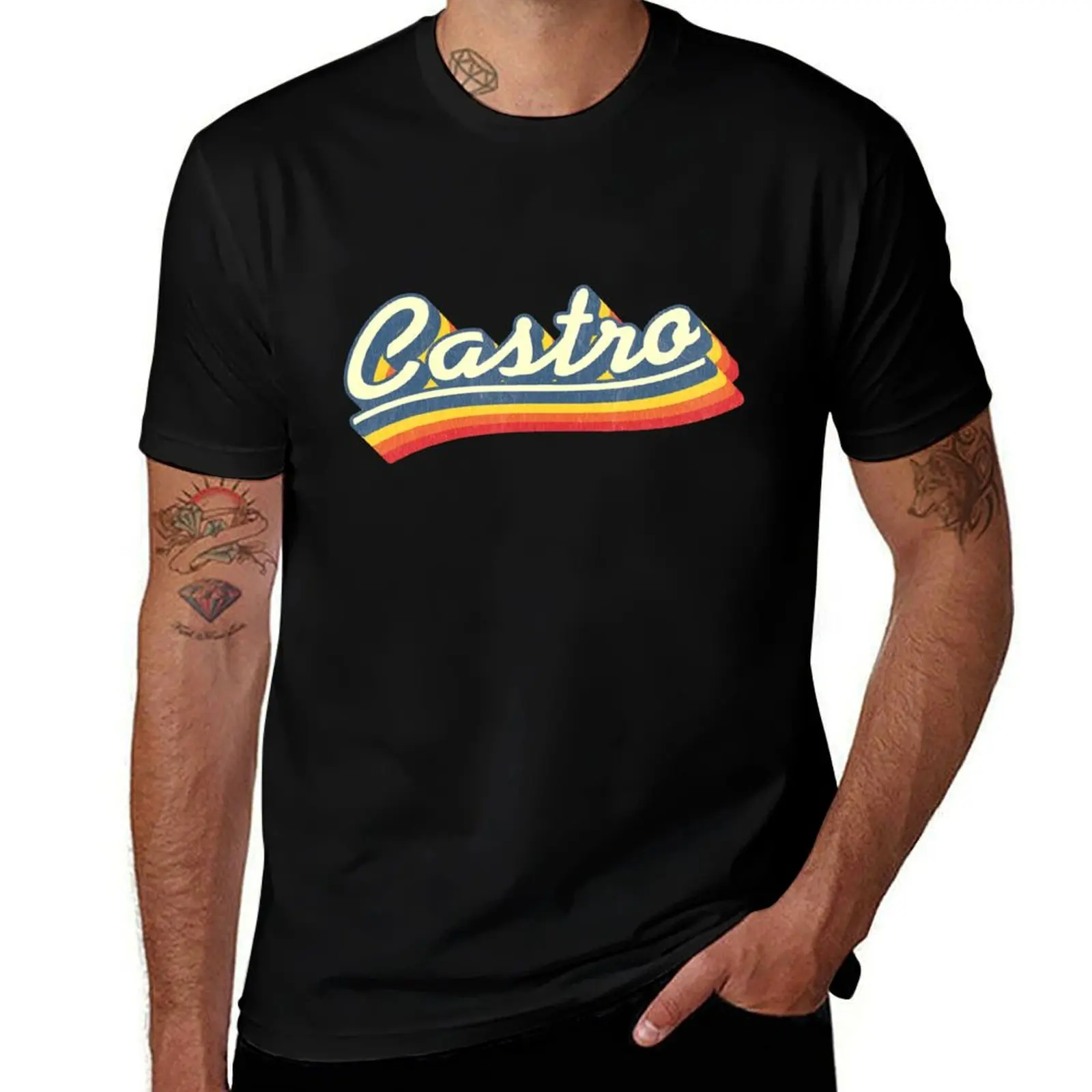 Castro | Retro Rainbow T-Shirt Plus Size Summer Short Sleeve T-Shirt