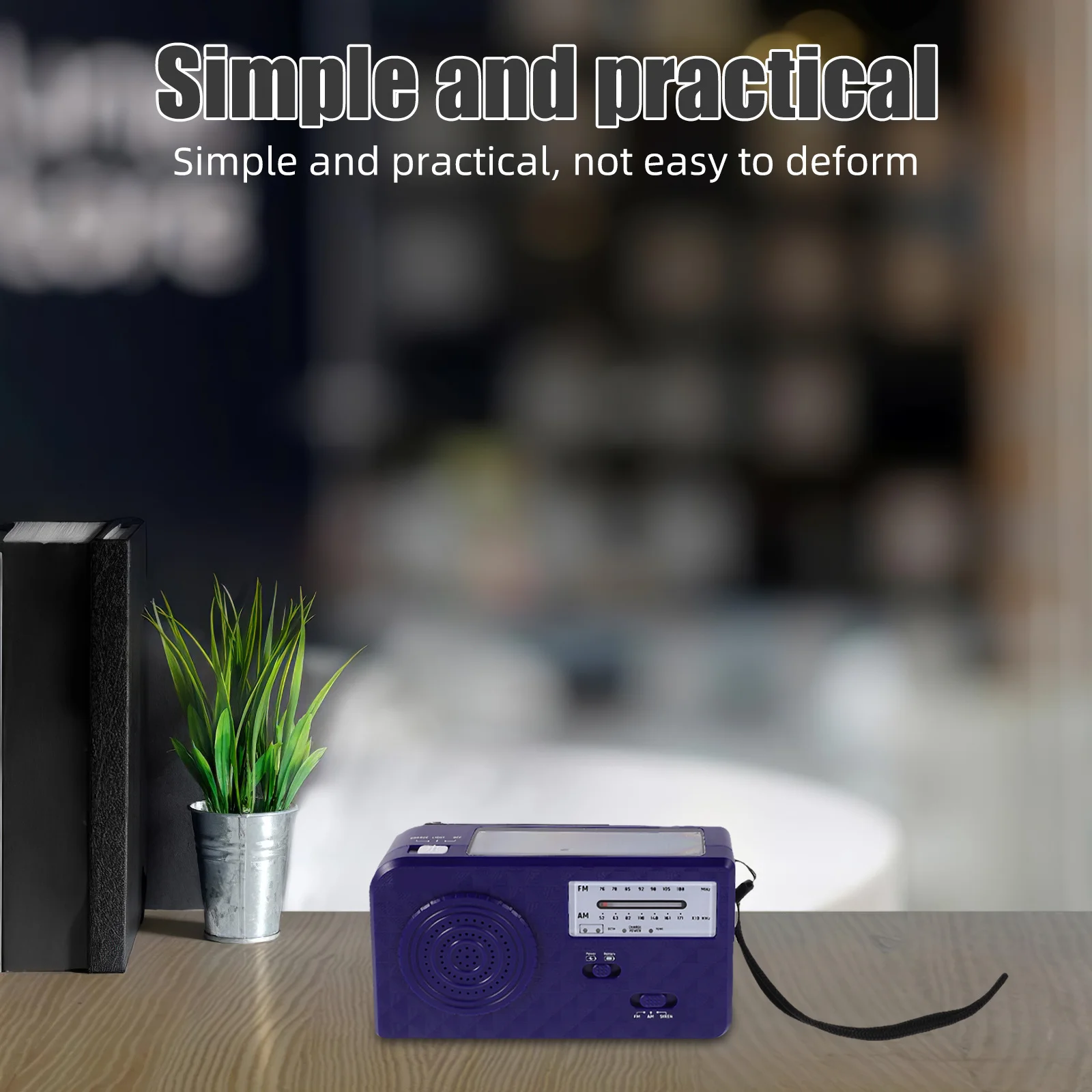 

Portable Solar Powered Hand Crank Radio Emergency Weather Alert Flashlight Included Compact Sturdy Design for Travel Backpacking