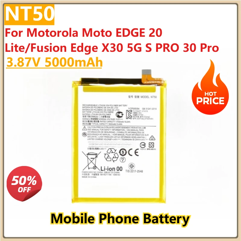 

New NT50 NR50 MT45 MB40 NA50 Replacement Mobile Phone Battery for Motorola Moto EDGE 20 Lite/Fusion Edge X30 5G S PRO 30 Pro