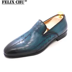 Chaussures en cuir de vache véritable pour homme, Style italien, lettres peintes à la main, de haute qualité