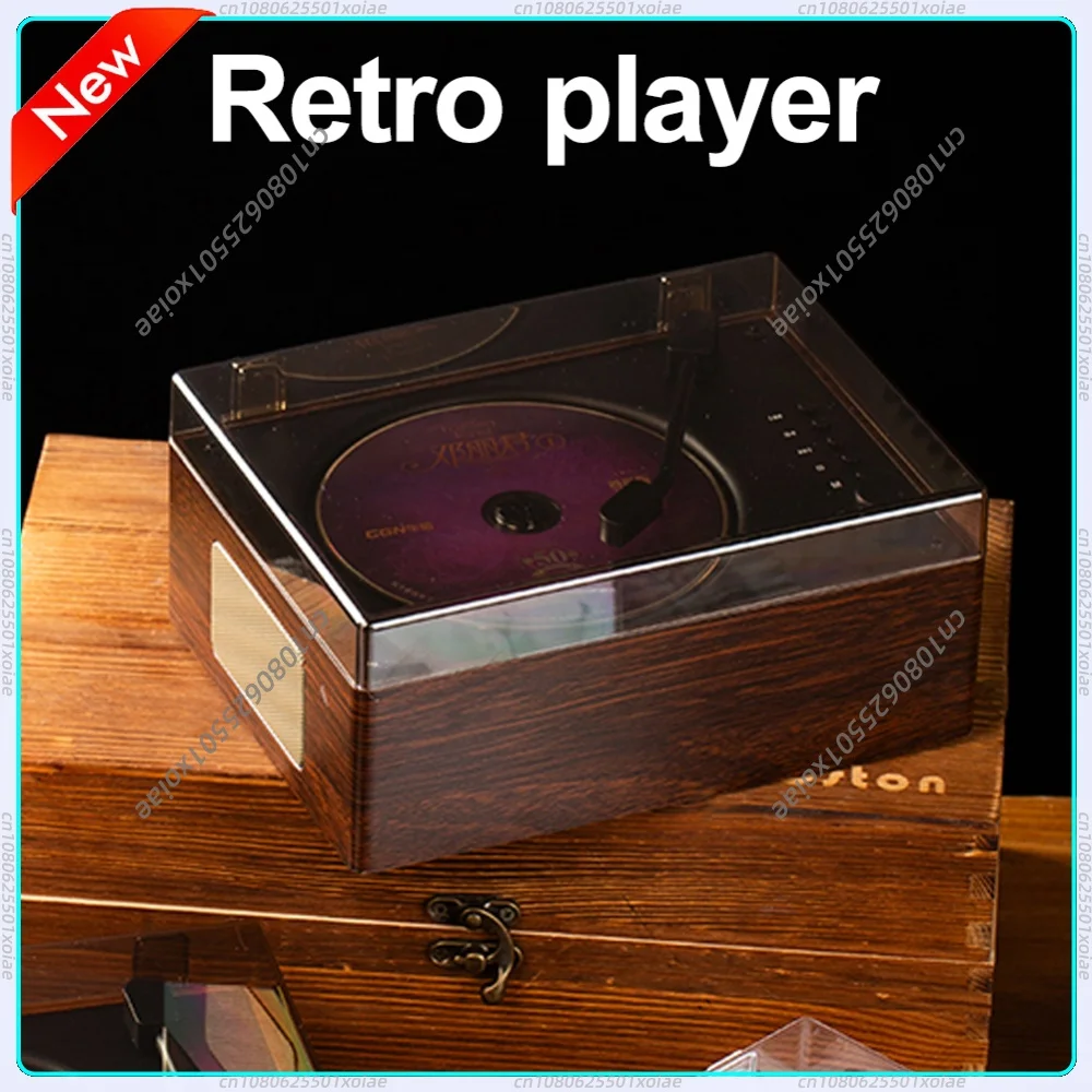 Retro CD Music Player Bluetooth Home Speaker 2000mAh Rechargeable 10M Remote Control CD/USB/AUX Stereo Sound Home Decor Player