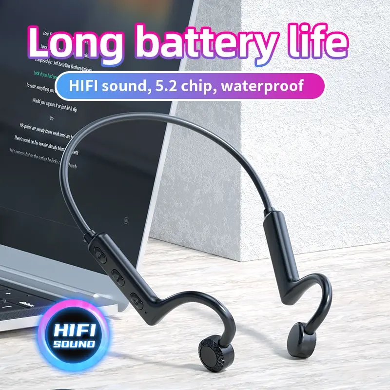 Bone conduction neckhanging Bluetooth headset lightweight and convenient sports waterproof wireless high-quality stereo earphone