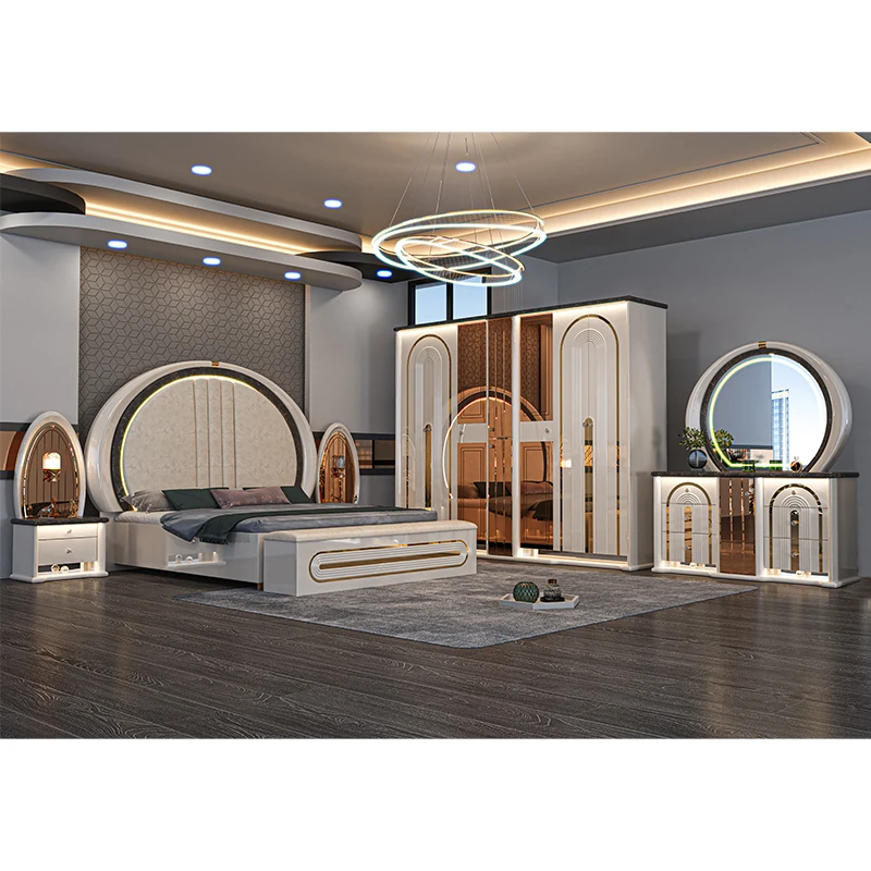 Bedroom Set Furniture King Size Bed Royal Wooden Frame Modern Luxury Bedroom Furniture Set