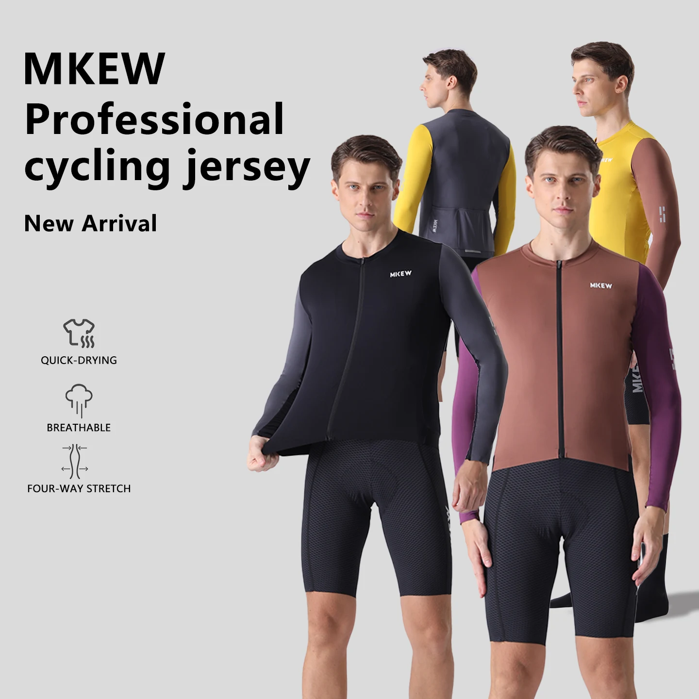 MKEW Men's Cycling Jersey Summer Spring Bicycle Shirt Road Bike Breathable Cycling Clothes