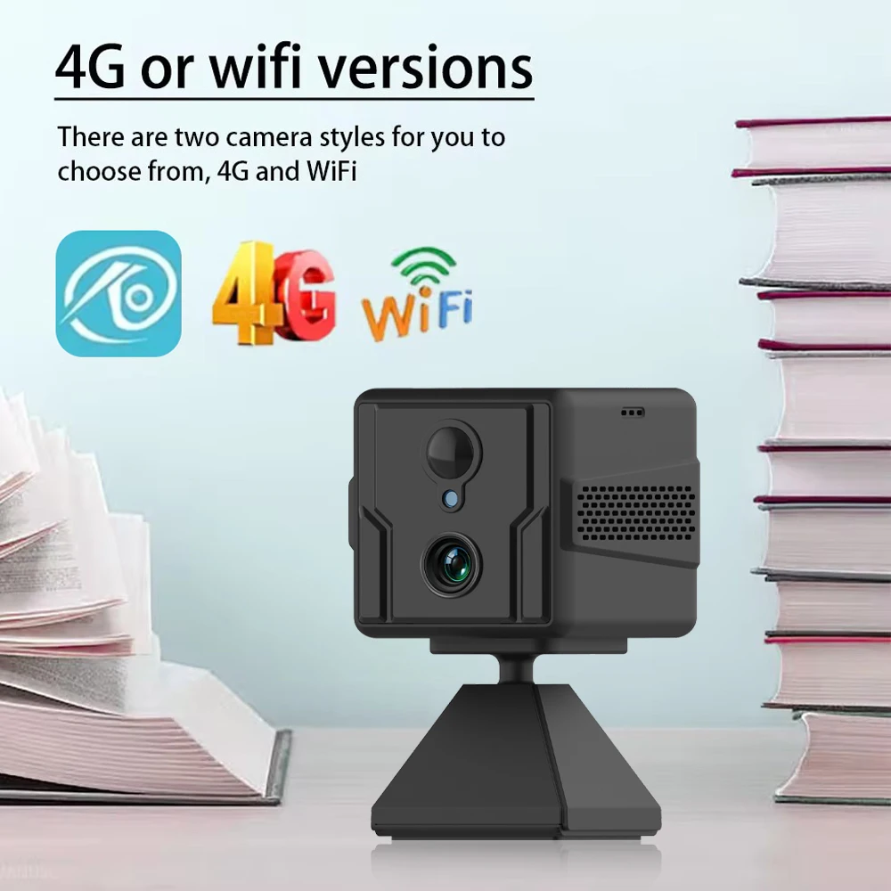 5MP 4G Security Camera SIM Card WiFi Mini Camera Built-In 3000mAh Battery Human Detection Voice Intercom Surveillance Camcorder