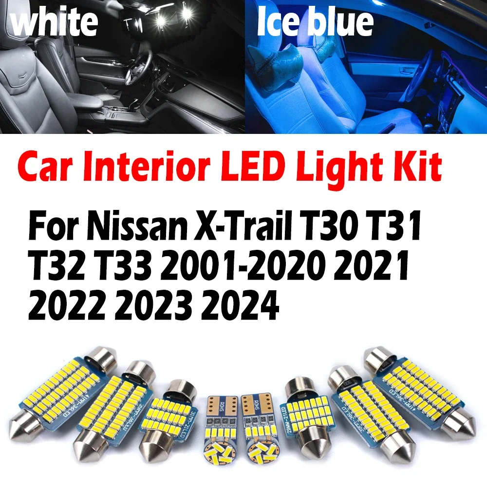 Canbus LED Interior Map Dome Luggage Light Kit For Nissan X-Trail T30 T31 T32 T33 2001-2022 2023 2024 Car License Plate Bulbs