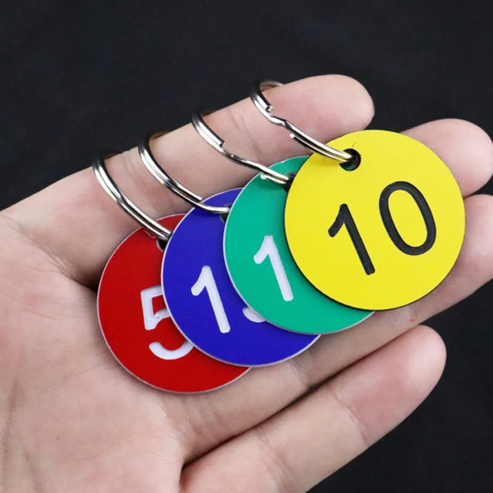 Number Tag KeyChain Round Plastic Plates KeyRing Sign For Key Dog Plate With Keyring Club ID Card Anti-lost Series Keychain