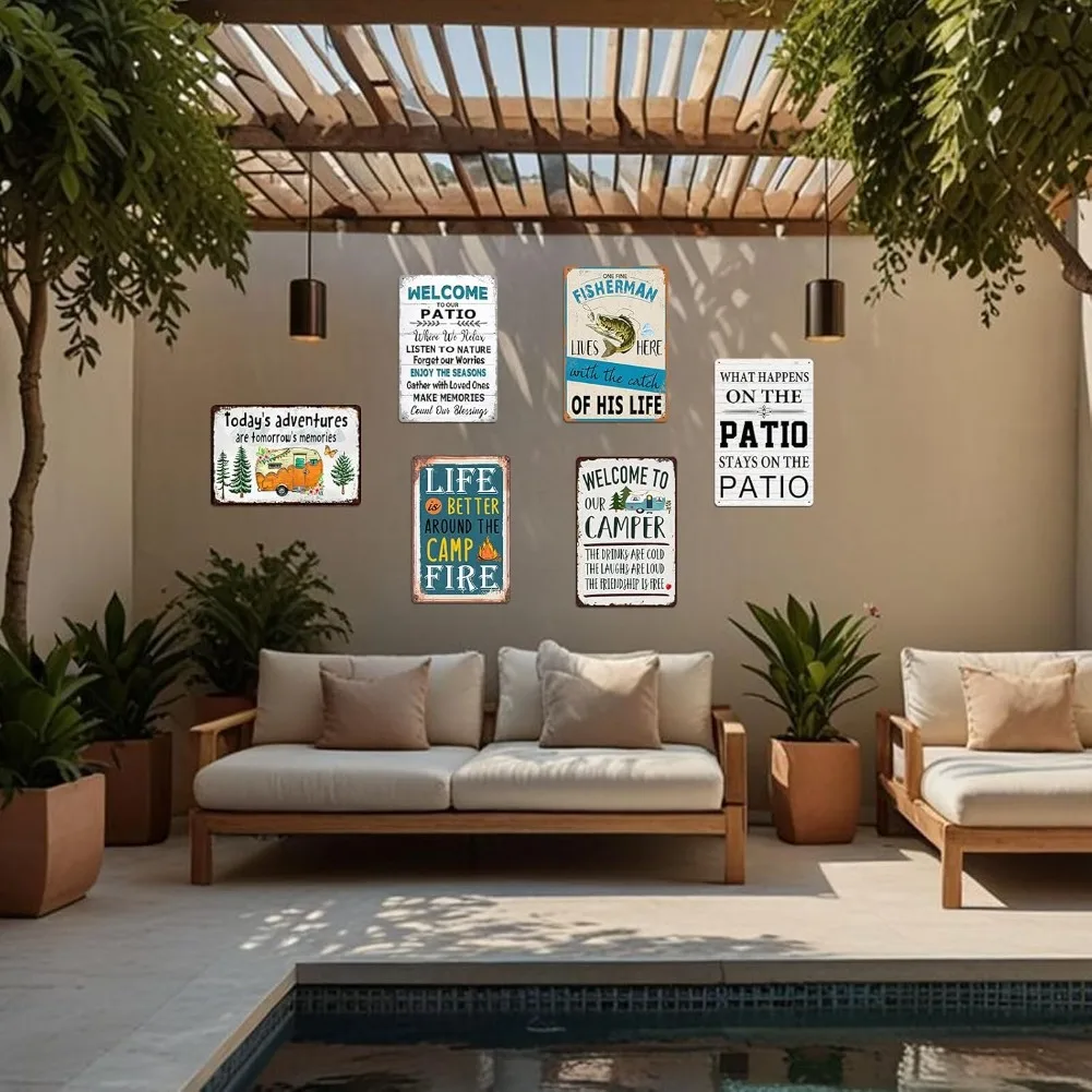 1 قطعة 8x12 بوصة خمر مضحك الصيد معدن القصدير تسجيل- "واحد غرامة صياد يعيش هنا مع صيد حياته" جدار الفن