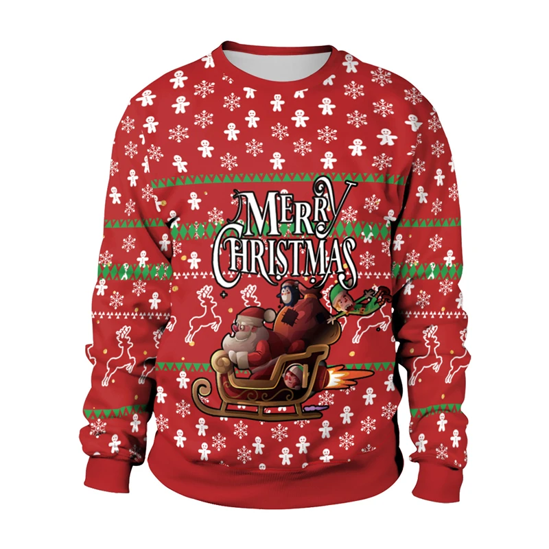 

Christmas Pullovers Sweaters For Men Christmas Santa Claus 3D Print O-Neck Tops Couple Clothing Party Holiday Women Sweatshirts