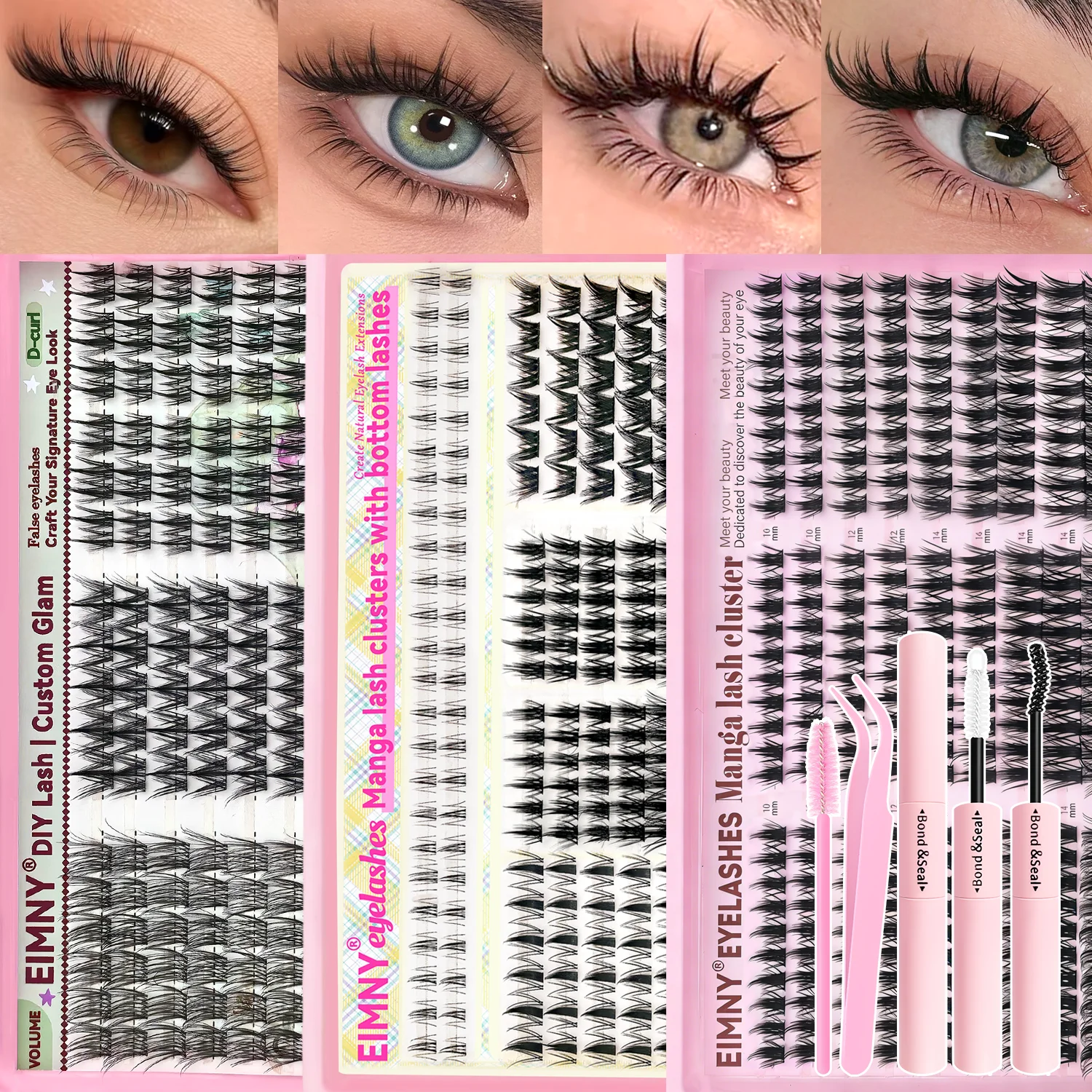 Anime Cosplay Lashes - 300/216-teiliges Wimpern-Cluster-Set, Manga- und natürliche Wimpernverlängerungen,