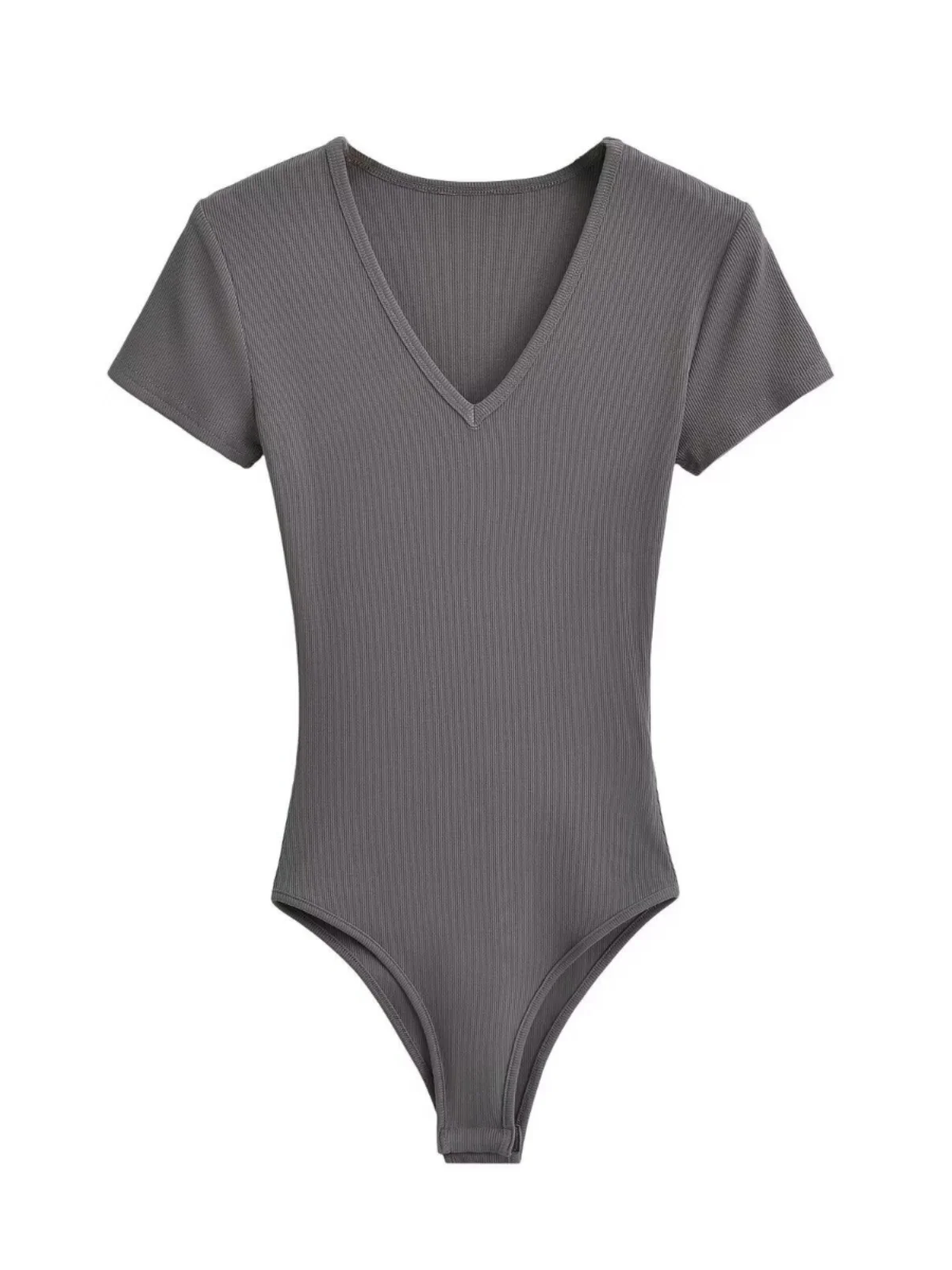 Combinaison sexy et épicée pour femme, t-shirt à col en V, coupe ajustée, couleur unie, haut de rue, base de t-shirt, vêtements d'été