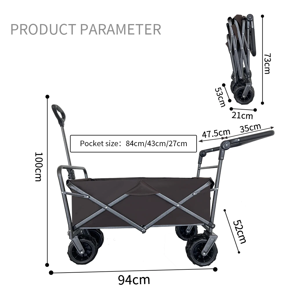 Baby Metal Shopping Collapsible Folding Wagon Folding Beach Trolley Cart Big Wheel Beach