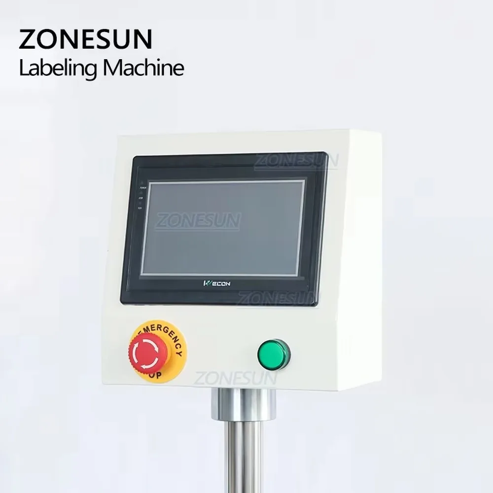 ZONESUN ZS-TB125 Automatic Flat for Surface Labeling Machine for Cosmetic Jar Bottles Container Box Bottom Label