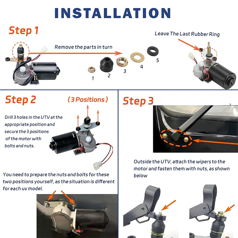 ATV Electric Window Windshield Wiper Motor Kit For Can-am Maverick x3 For Yamaha raptor 700 For cfmoto 500 UTV ATVs