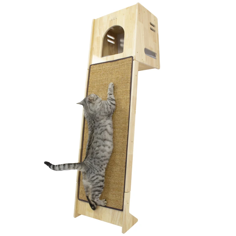 Imagem -02 - Arranhando Parede Cat Tower Madeira Maciça Escalada Frame contra a Casa Pequena Não Ocupa Cat Nest Produtos Pet