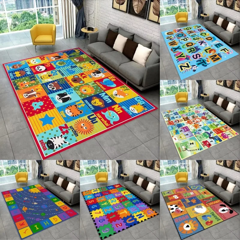 ABC Cartoon Alphabet Children Crawling Kids Playroom Early Education Area Rug,Carpet for Living Room Bedroom Sofa,Non-slip Mat