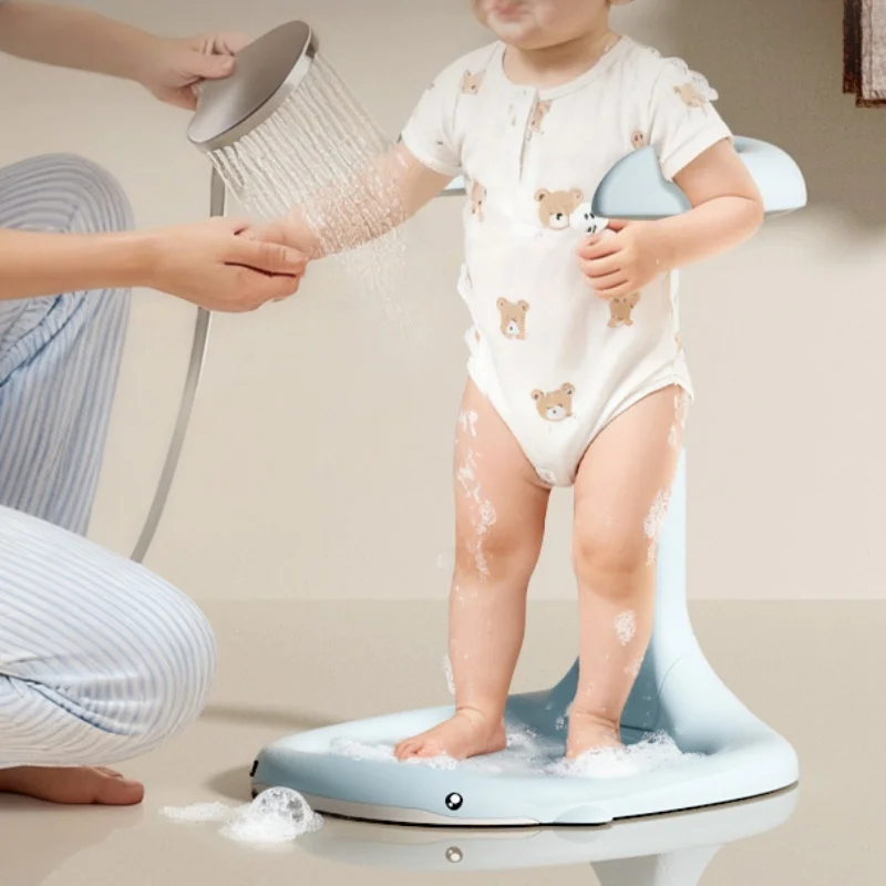 Baby Standing Shower Stand Anti-slip Bath Stand Baby Shower Stand Adjustable Height Children's Bath Device Wash Stand Pratical