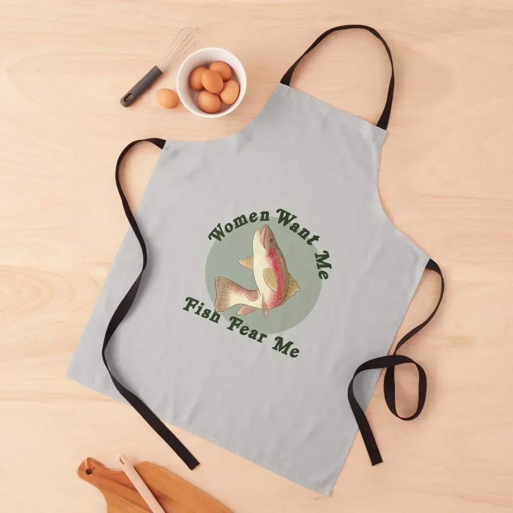 Women Want Me, Fish Fear Me Apron Men's Kitchen kitchen and home Women's Home Clothes Bib For Kitchen Apron