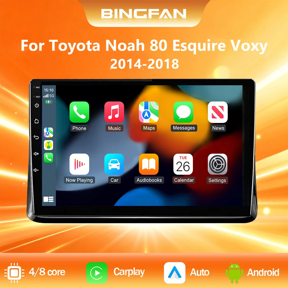 For Toyota Noah 80 Esquire Voxy 2014-2018 Android Carplay 2DIN Car Radio Navigation Multimedia Player Stereo 4G Video BT